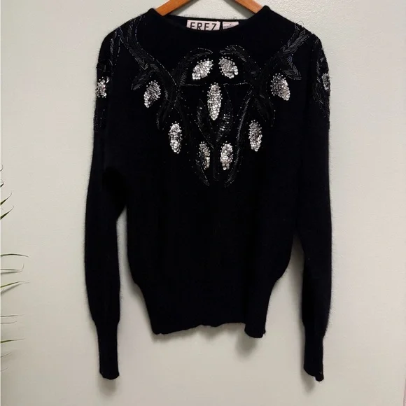 Elegant Black Sweater with Embellished Design - Picture 2 of 5